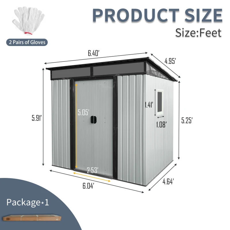Outdoor Metal Storage Shed with Window for Garden Tool Storage