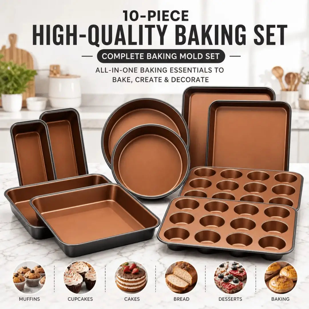 Carbon Steel Nonstick Bakeware Set with Cake Muffin Bread Pans
