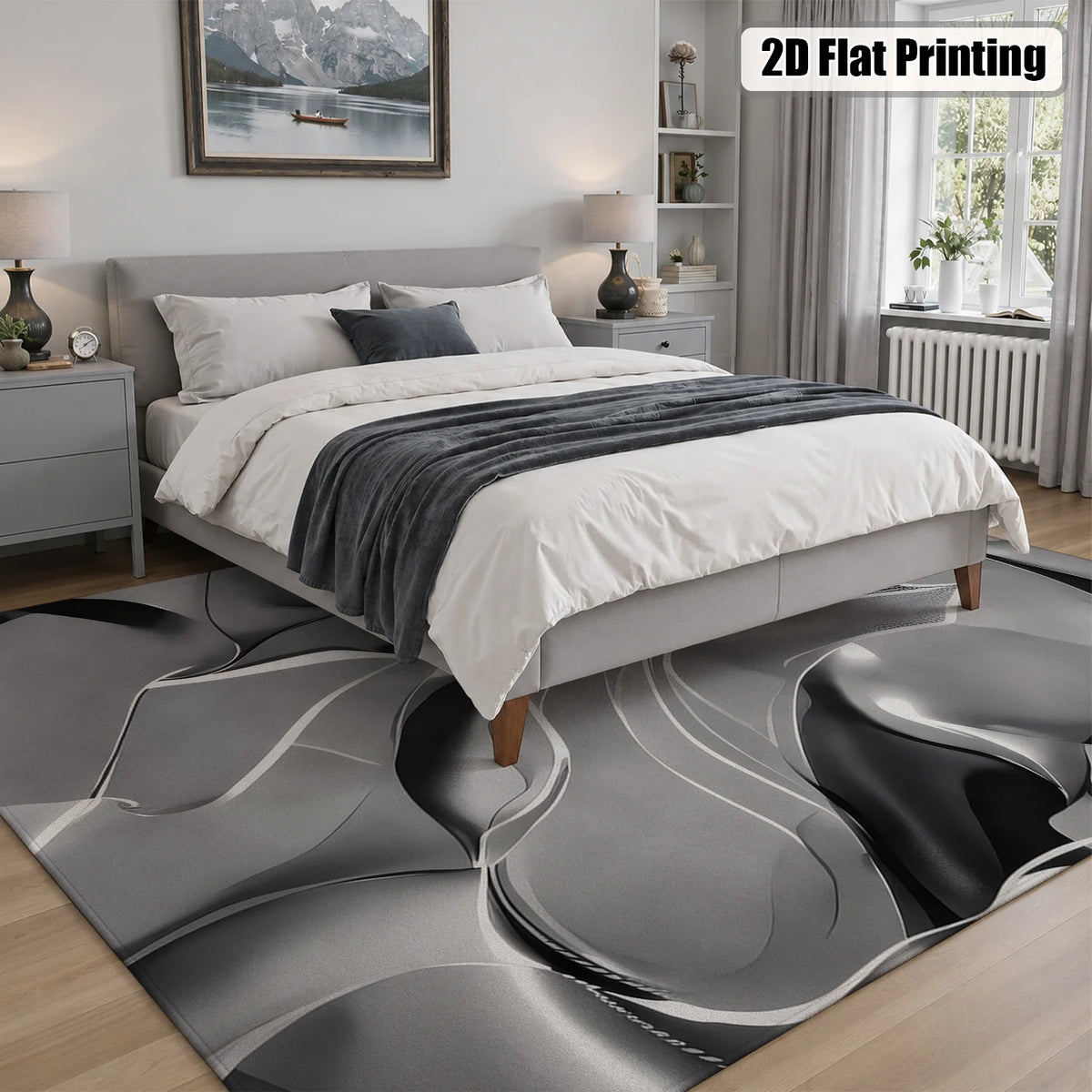 Washable Abstract Area Rug With Velvet Non Slip Backing