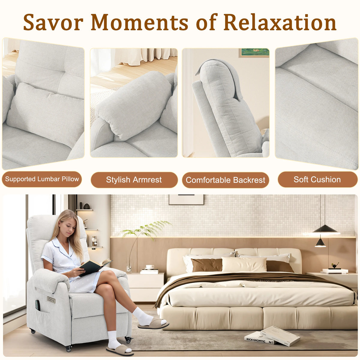 Korser Recliner Chair with Wheels and USB Ports for Home Living