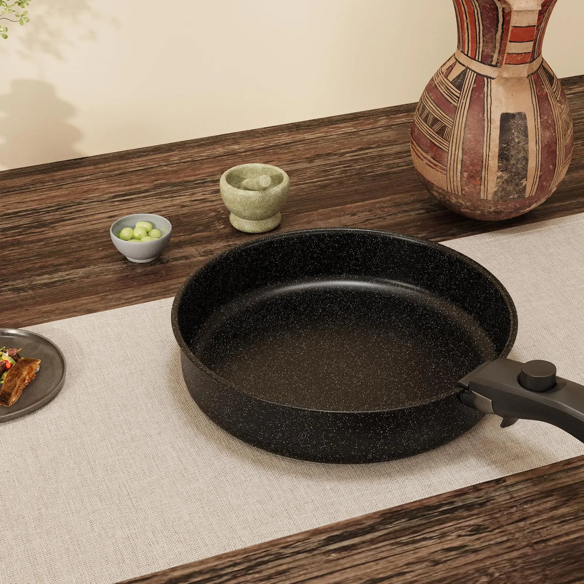 Ceramic Cookware Set With Detachable Handles Nonstick Induction Pots