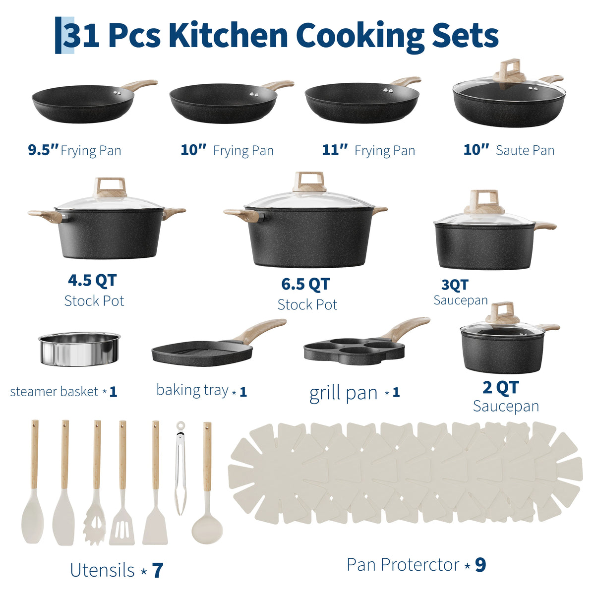 PFAS Free Ceramic Nonstick Cookware Set With Induction Compatibility