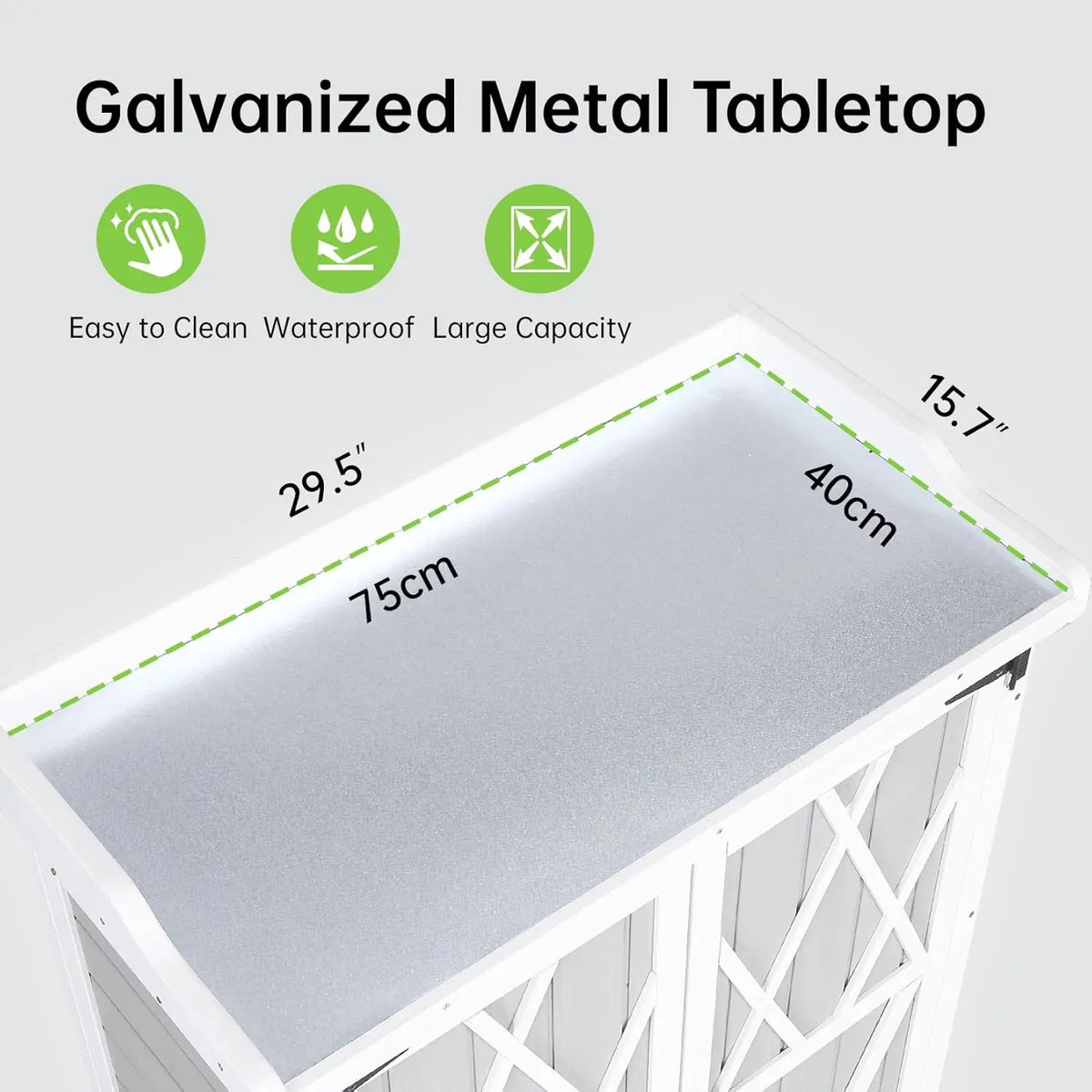 Fir Wood Iron Garden Work Table with Outdoor Storage Cabinet