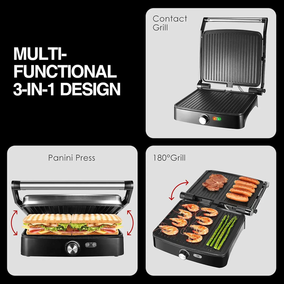 OSTBA Panini Press Grill With Nonstick Sandwich Plates