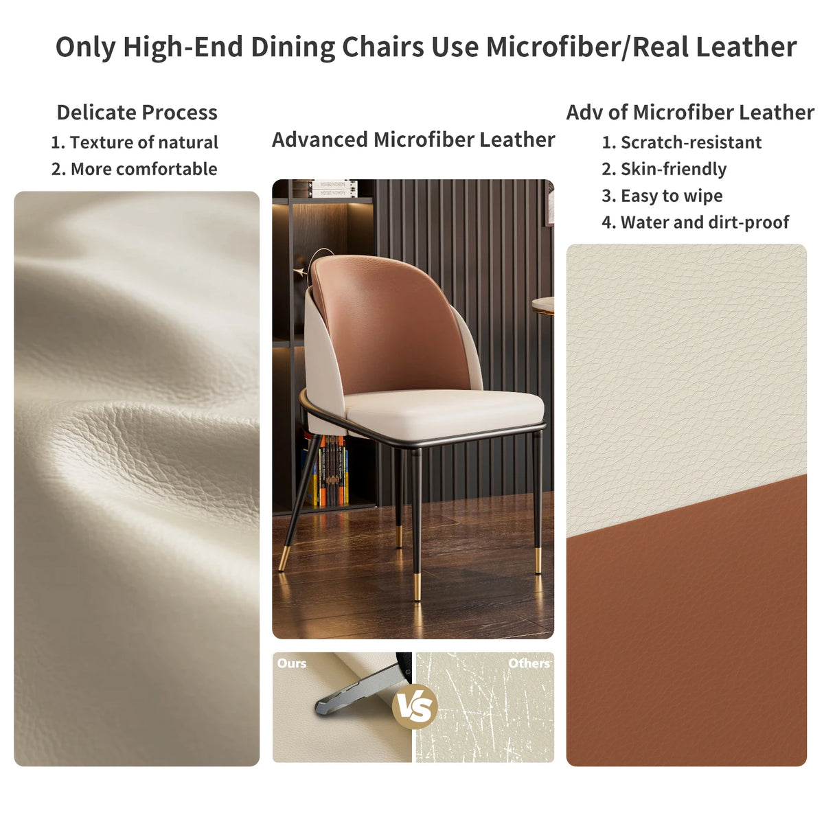 Modern Faux Leather Upholstered Dining Chairs With Padded Backrests
