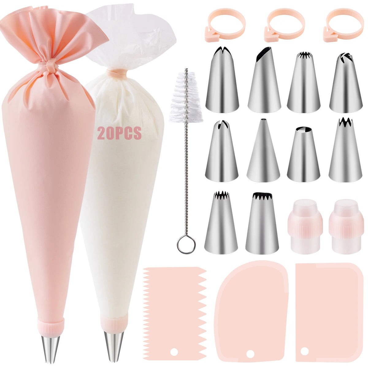 Nifogo Reusable Piping Bag Kit With Icing Tips Set