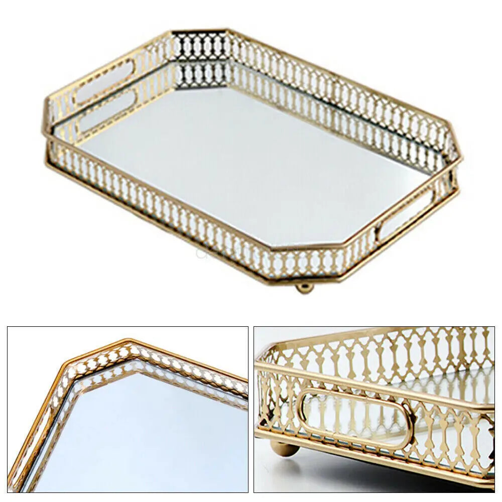 Vintage Mirrored Vanity Tray for Makeup Jewelry and Perfume Display