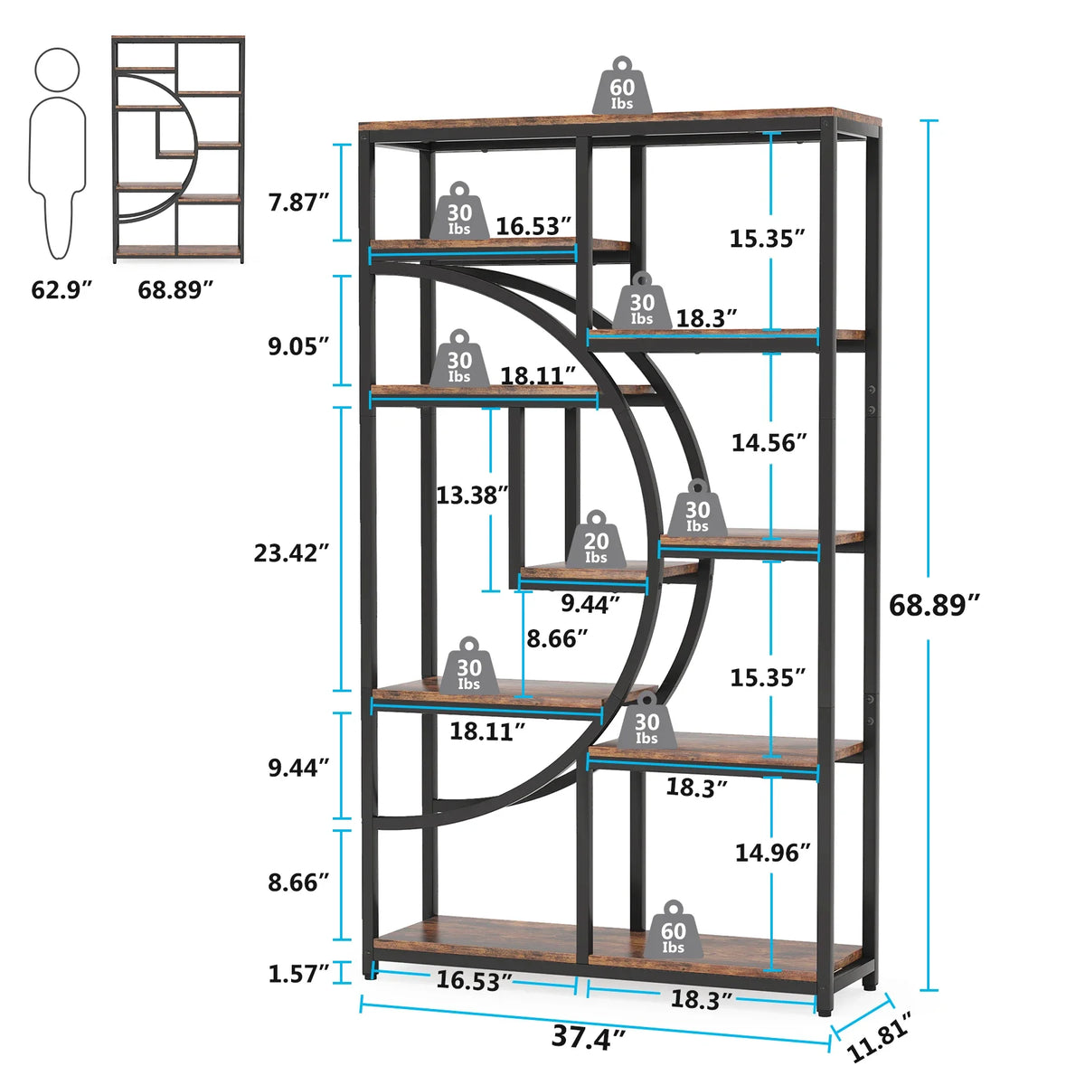Tribesigns Industrial Etagere Bookcase And Storage Organizer