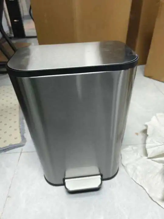 20/50L Stainless Steel Kitchen Trash Can Soft-Close Lid - Removable Inner Bucket Hands-Free Step Pedal,Rectangular Wastebasket for Kitchen, Office, Bathroom, Bedroom