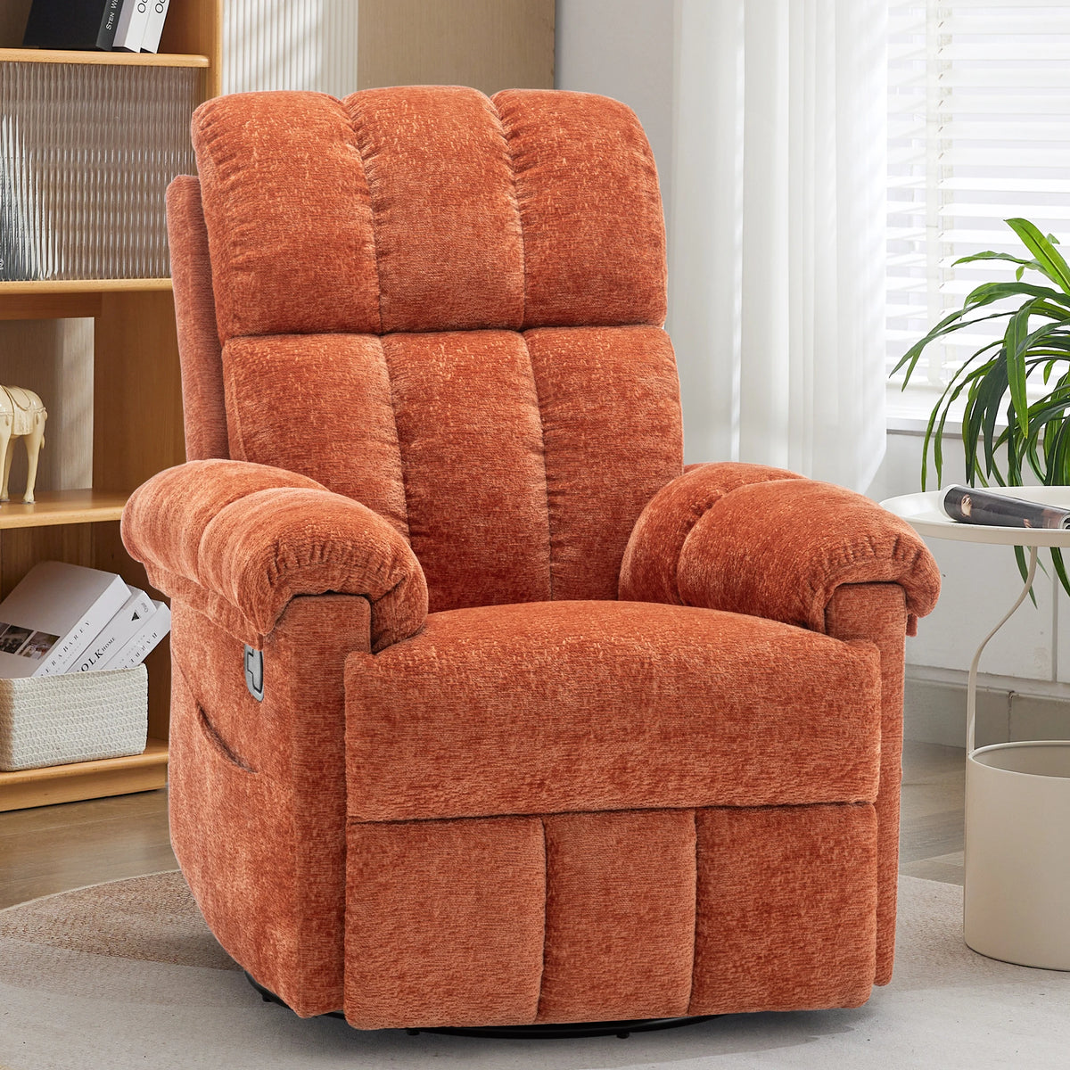 KORSER Swivel Rocker Recliner Chair with Side Pockets