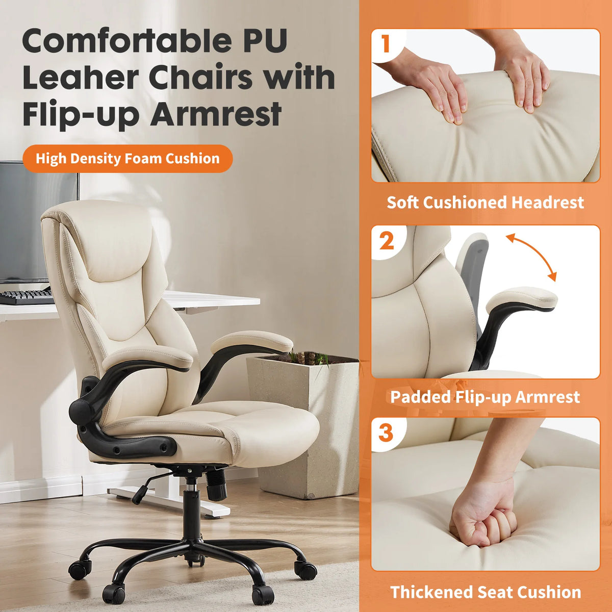 MCQ Ergonomic Gaming Office Chair with Flip Up Armrests