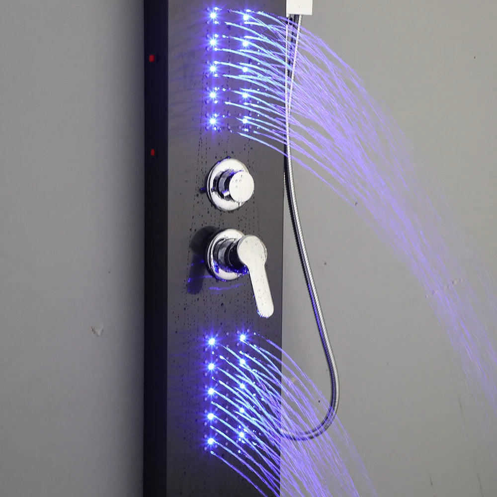 Stainless Steel Shower Panel With LED Head And Body Jets