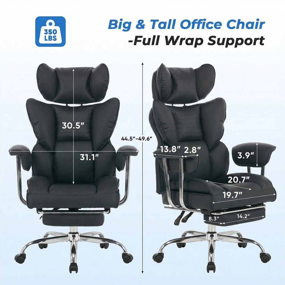 JHK Ergonomic Reclining Office Chair With Footrest And Adjustable Height