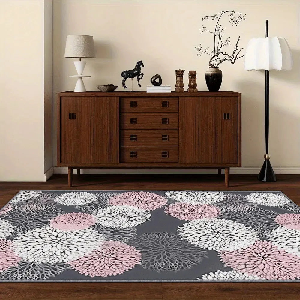 Soft Modern Floral Area Rug for Living Room and Bedroom