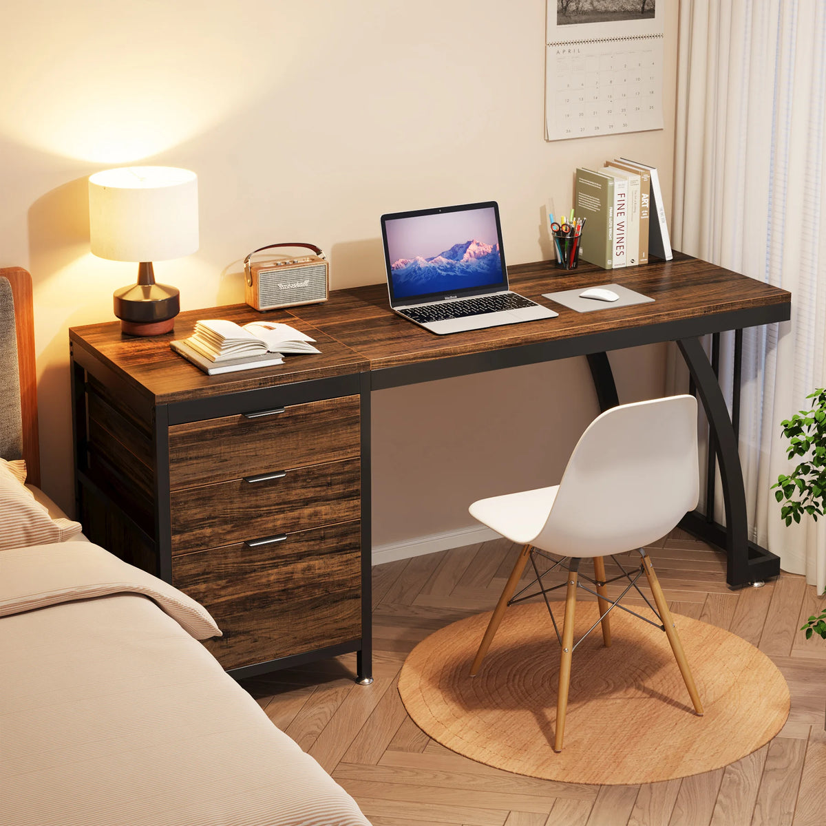 Tribesigns Computer Desk With Reversible Drawers And Industrial Style