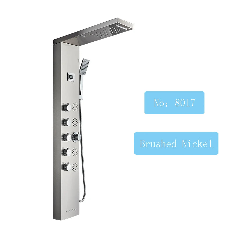 Shinesia LED Shower Panel With Massage Jets And Rainfall Faucet
