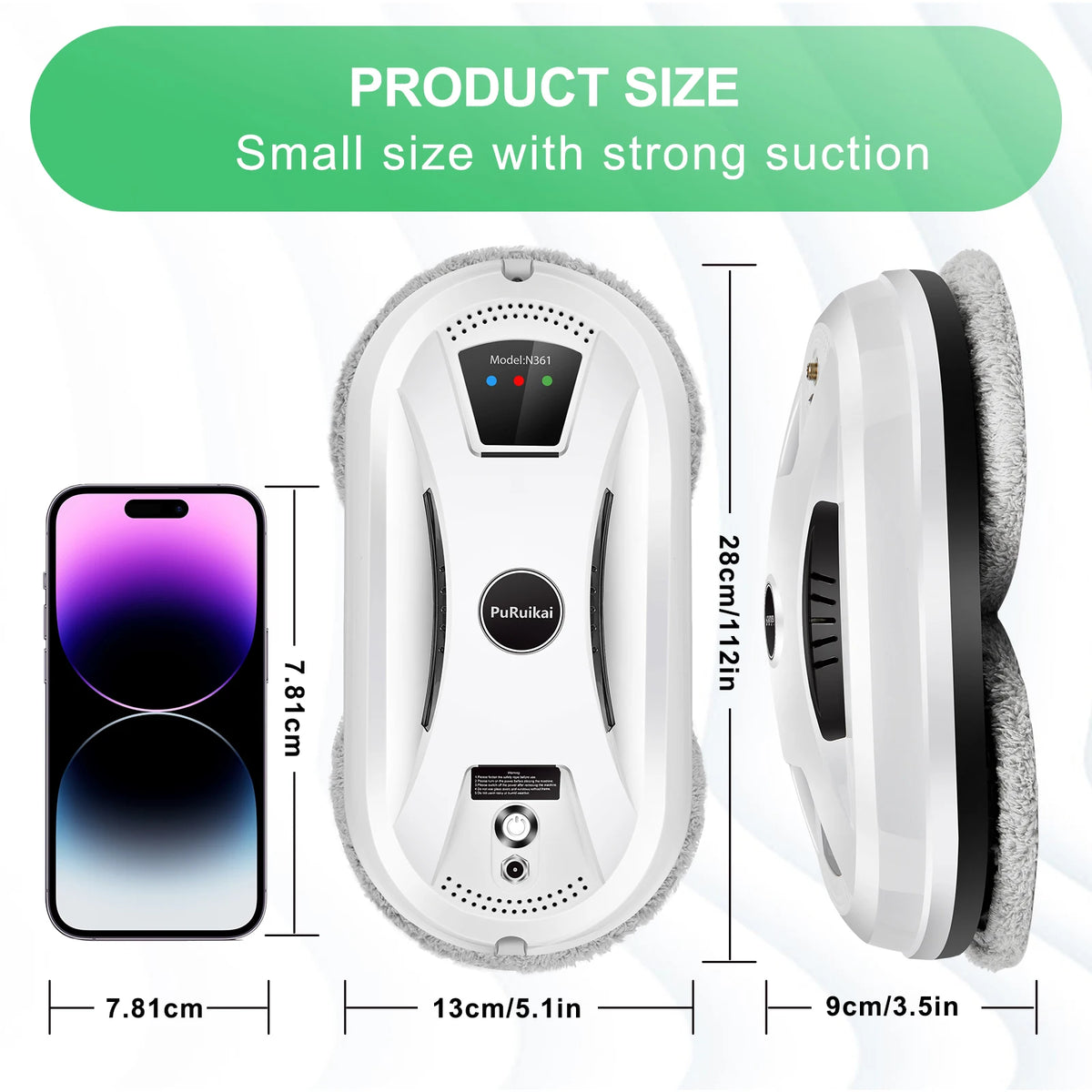 PuRuikai Smart Window Cleaning Robot Glass Vacuum Cleaner