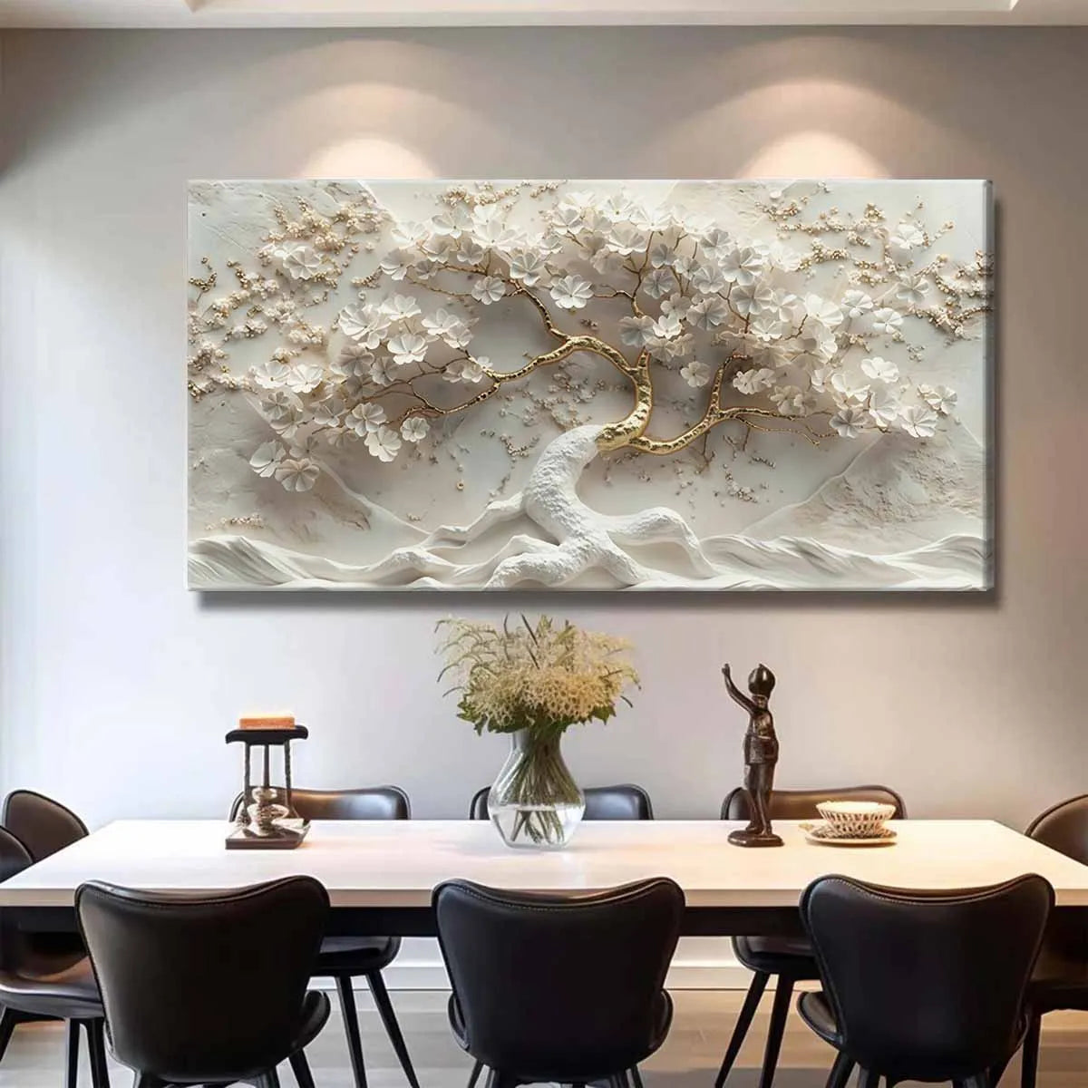 Floral Tree Canvas Wall Art With Framed 3D Flower Print