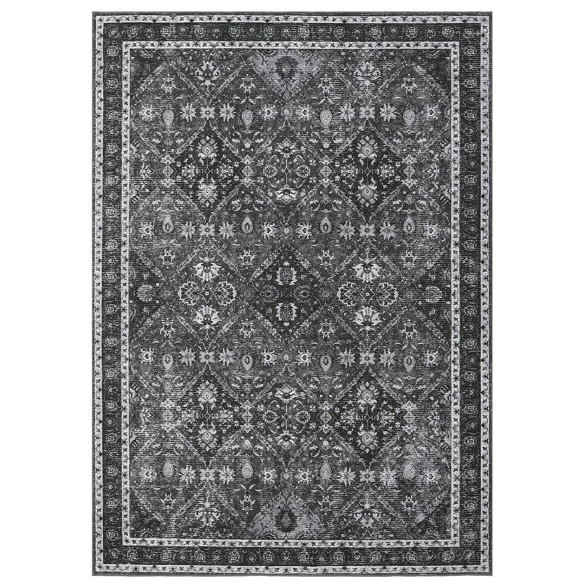 Machine Washable Moroccan Trellis Rug With Non Slip Water Resistance