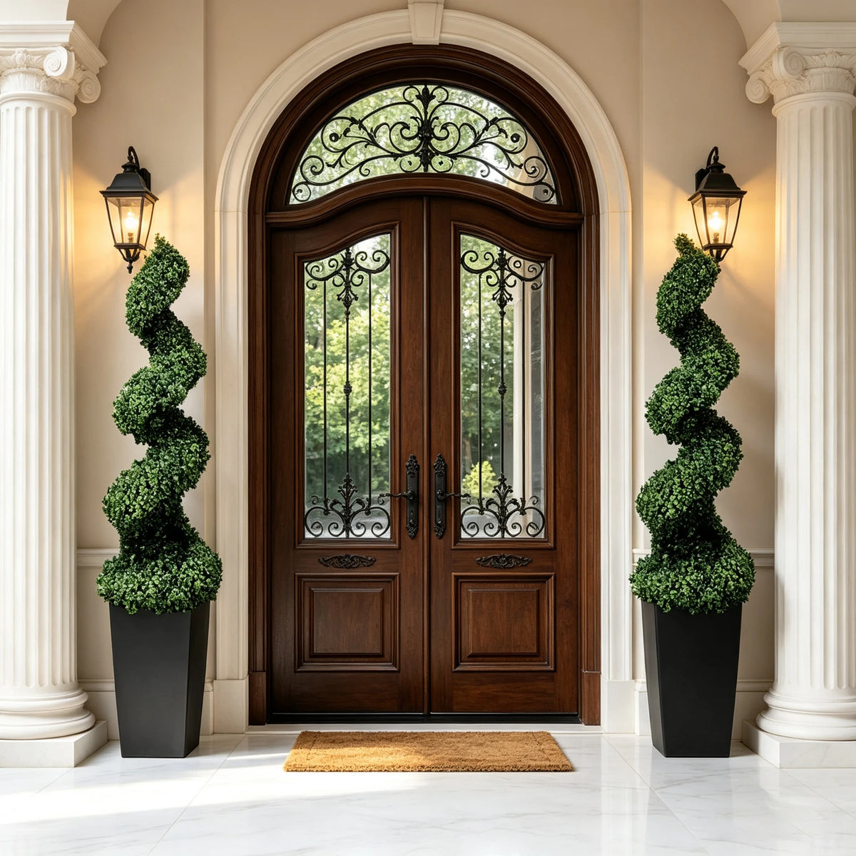 Olitree Artificial Boxwood Spiral Topiary Trees With Planters for Home