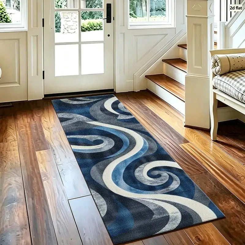 Abstract Wave Swirl Pattern Area Rug for Living Room Flooring