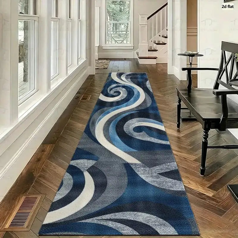 Abstract Wave Swirl Pattern Area Rug for Living Room Flooring
