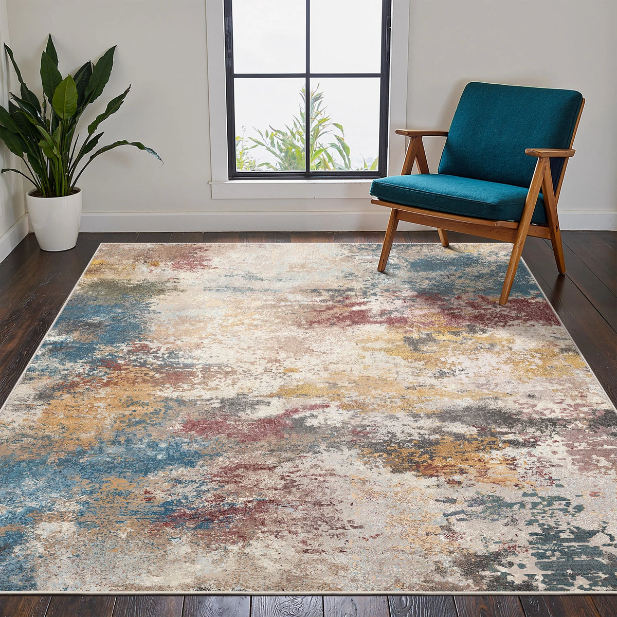Washable Rugs Area Rugs for Living Room Bedroom, Modern Abstract Rug Ultra Soft Indoor Area Rugs for Dining Room, Low Pile Carpet with Non Slip Backing, Abstract