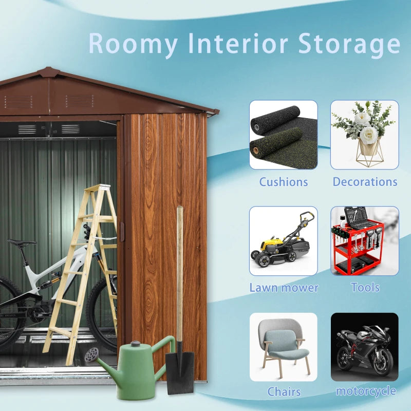 Outdoor Metal Garden Storage Shed With Foundation And Window