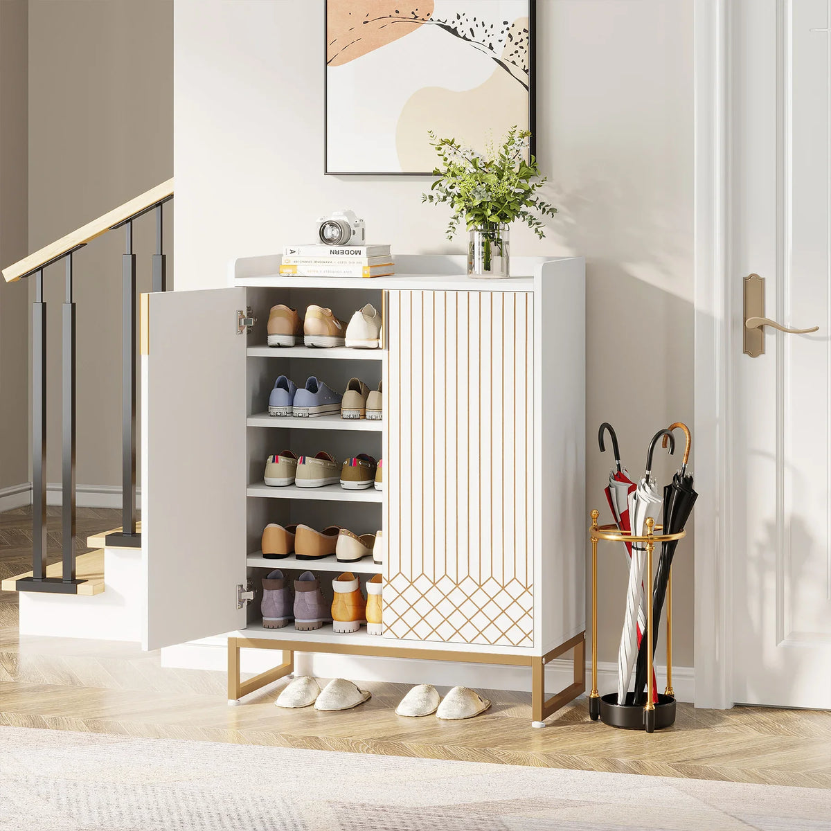 Tribesigns Shoe Storage Cabinet With Doors For Bedroom And Hallway