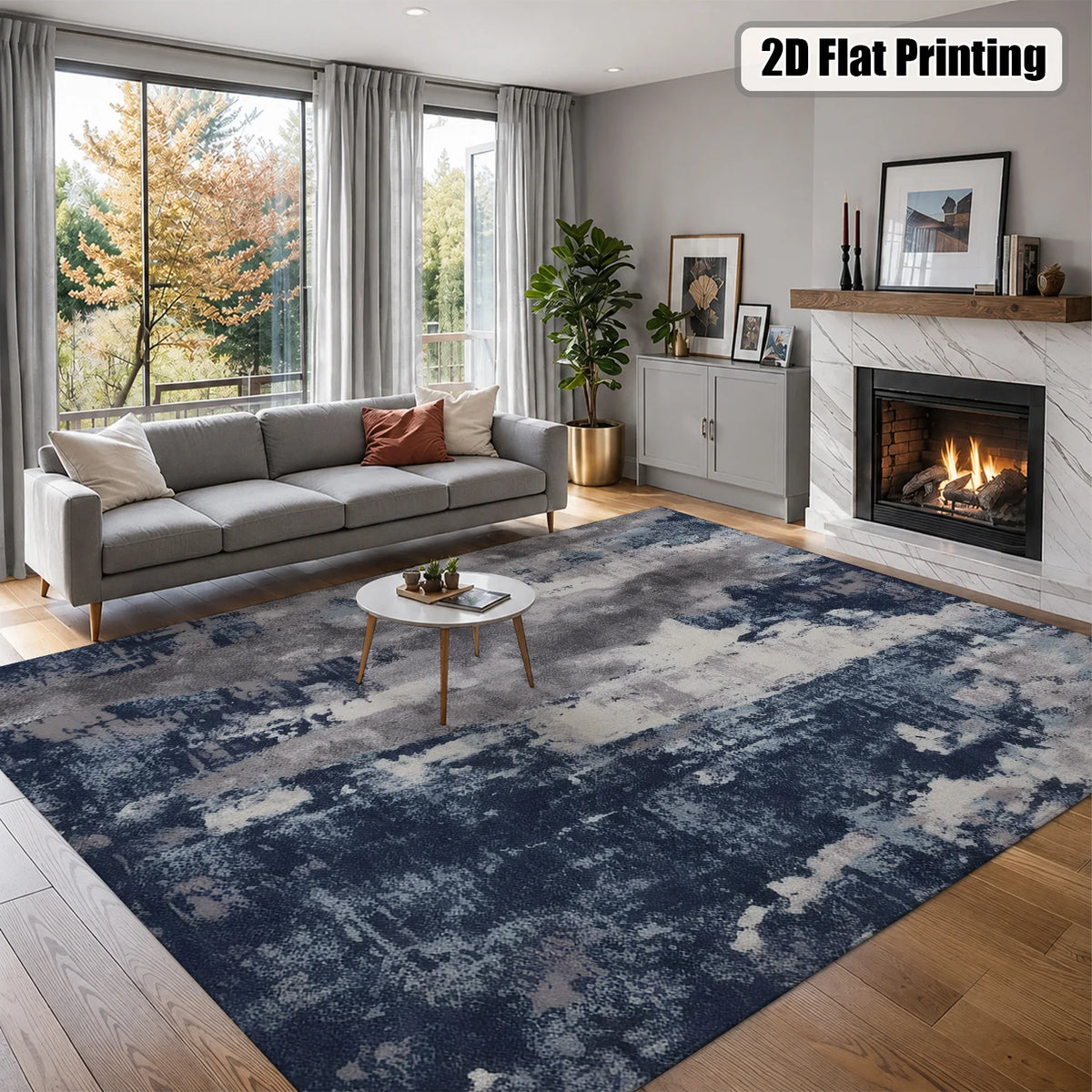 Soft Velvet Washable Abstract Area Rug With Non Slip Backing