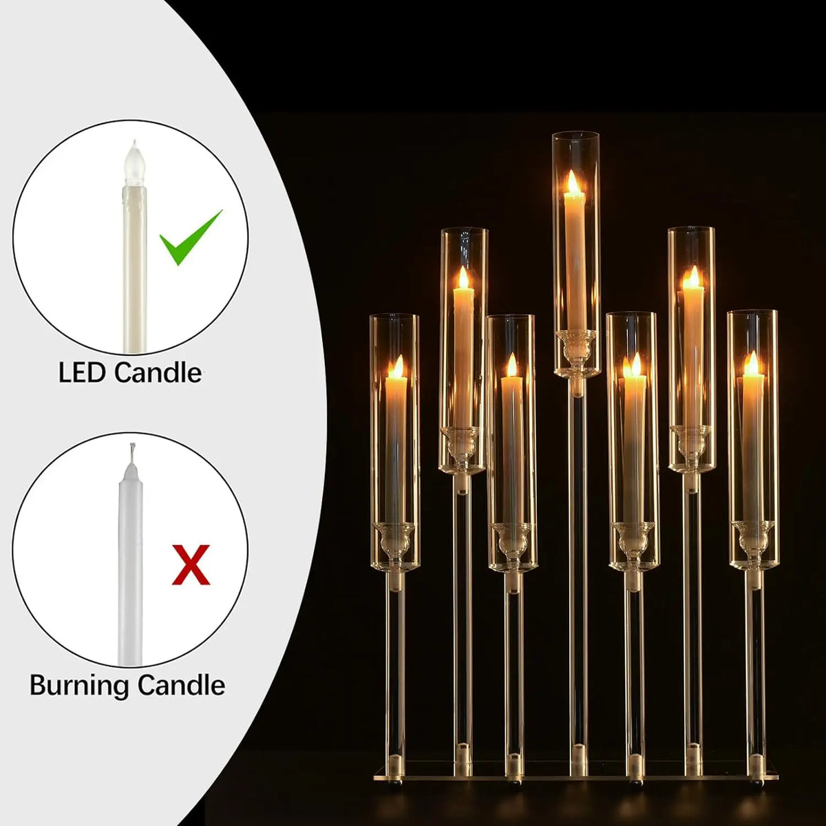 4pcs 7-Arm Acrylic Candlestick Clear Candelabra 26.5 Inch Tall for Wedding Birthday Party Living Room Decor