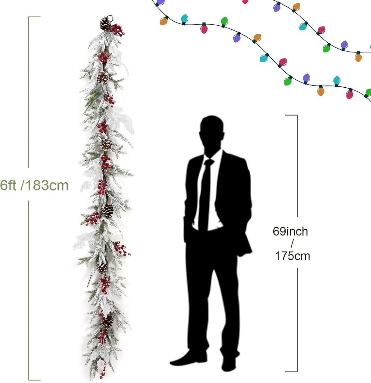 Garvee Prelit Christmas Garland With LED Lights And Lighting Modes
