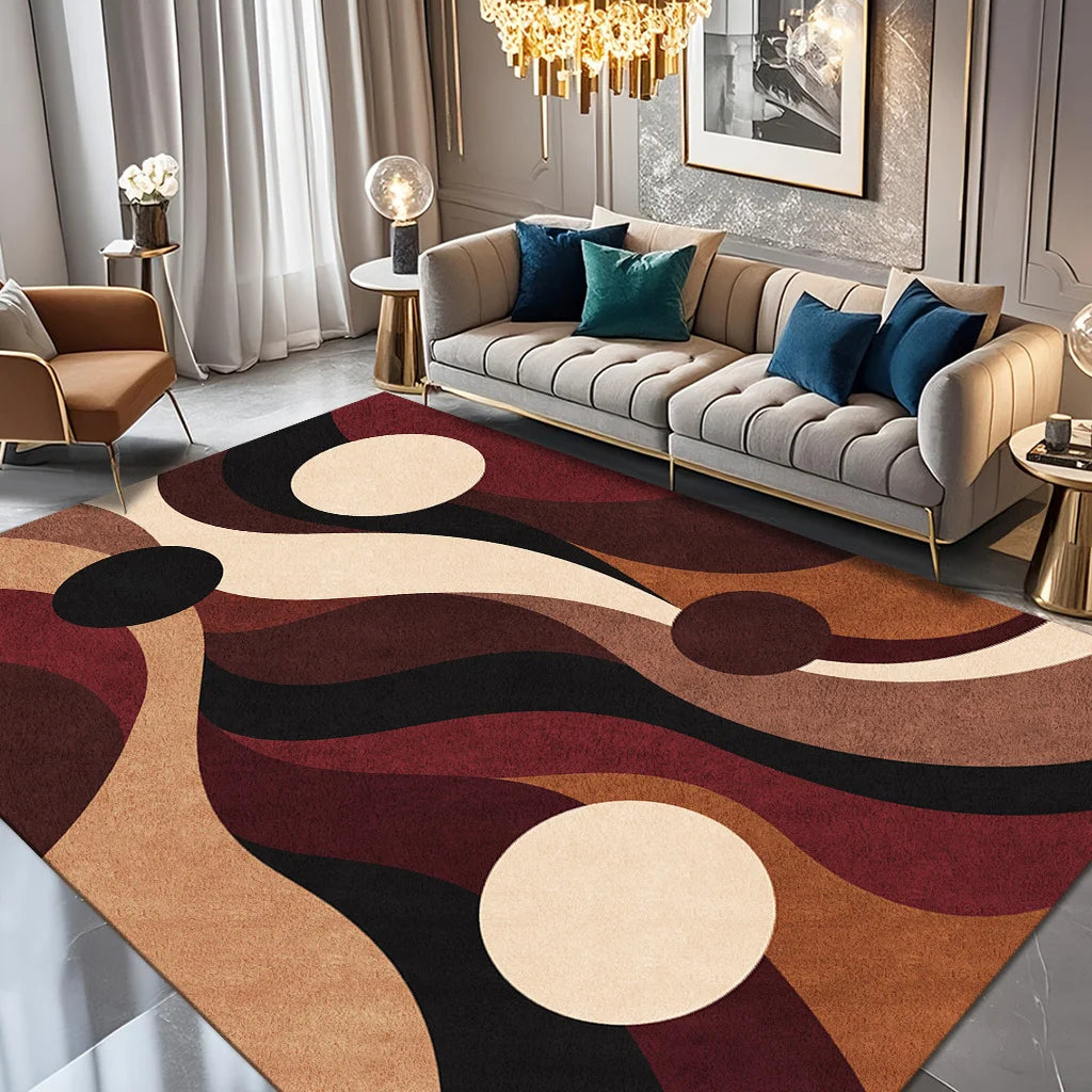 Modern Abstract Geometric Wave Area Rug for Living Room Decor