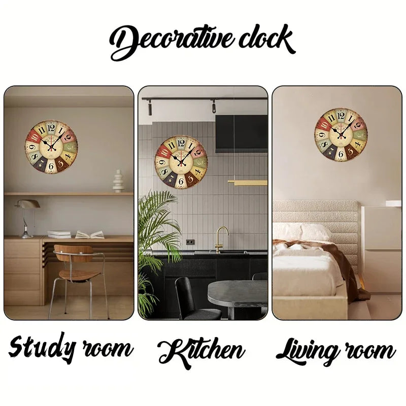 Rustic Farmhouse Wooden Silent Wall Clock for Home Decor