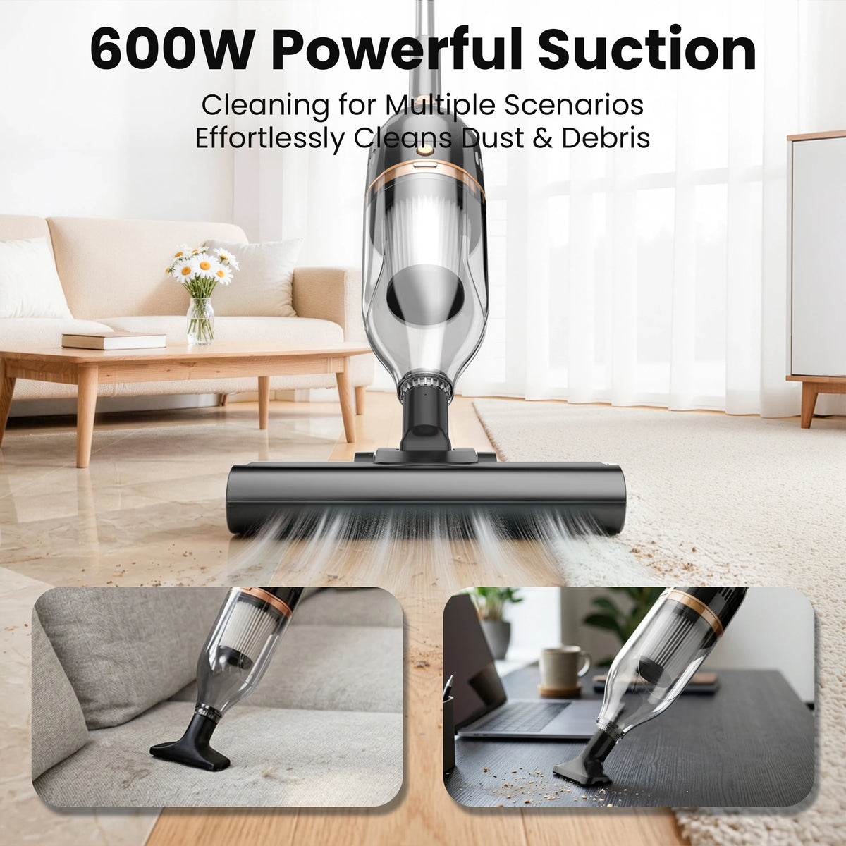 INSE R7 Corded Vacuum Cleaner Handheld Stick Vacuum 600W Powerful 3 In1 Lightweight Vacuum Cleaners for Home Hard Floor Pet Hair