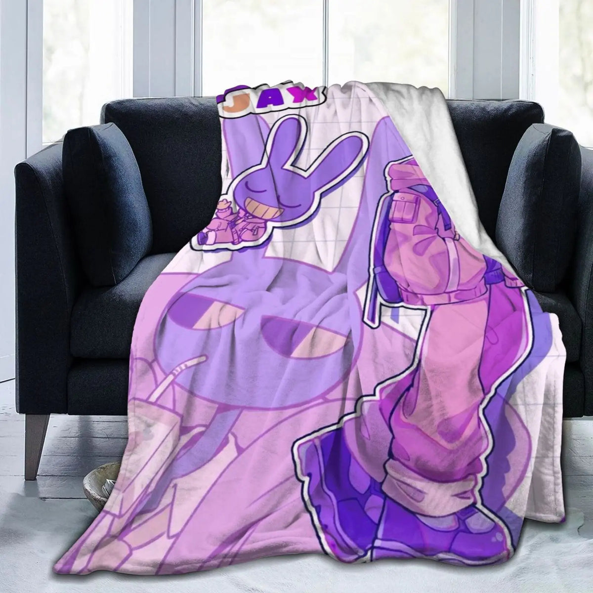 Amazing Digital Anime Circus Cozy Flannel Game Theme Throw Blanket
