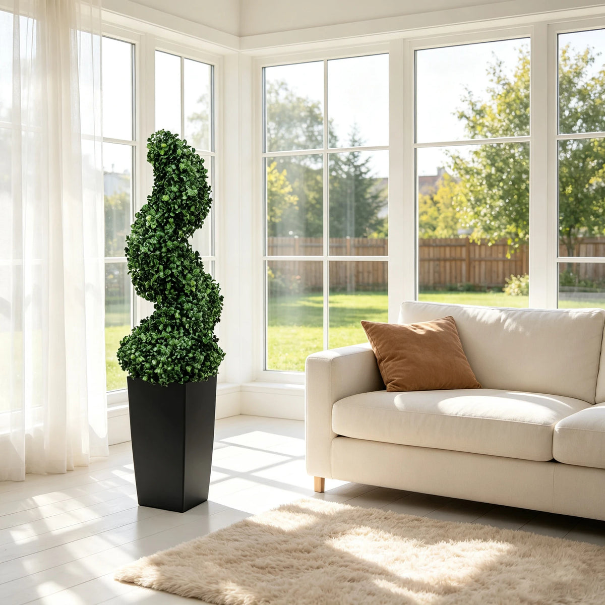 Olitree Artificial Boxwood Spiral Topiary Trees With Planters for Home
