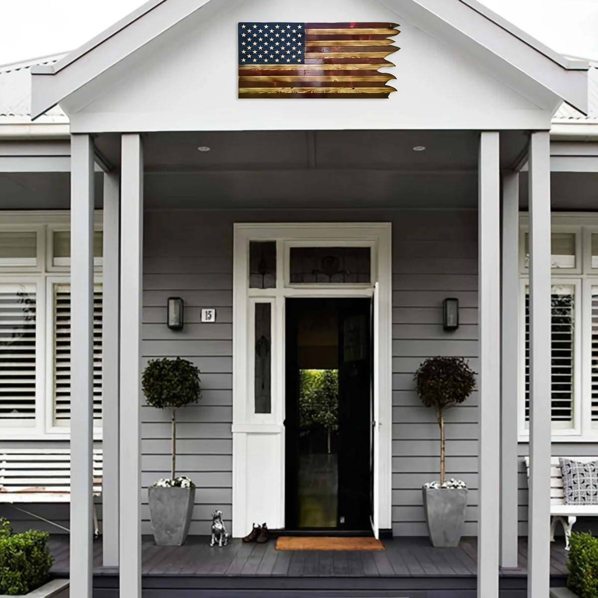 American Wavy Flag Wooden Independence Day Home Decoration Gift 
