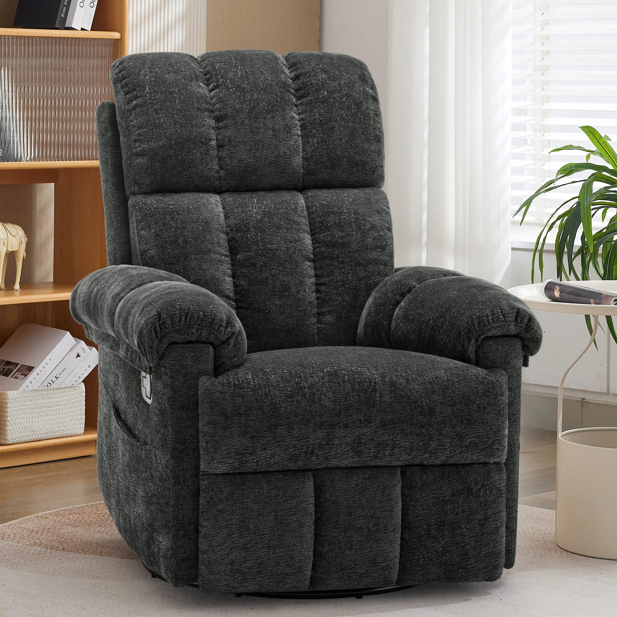 KORSER Swivel Rocker Recliner Chair with Side Pockets