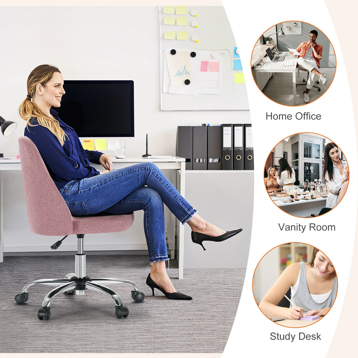 MCQ Ergonomic Fabric Office Chair with Adjustable Height and Swivel