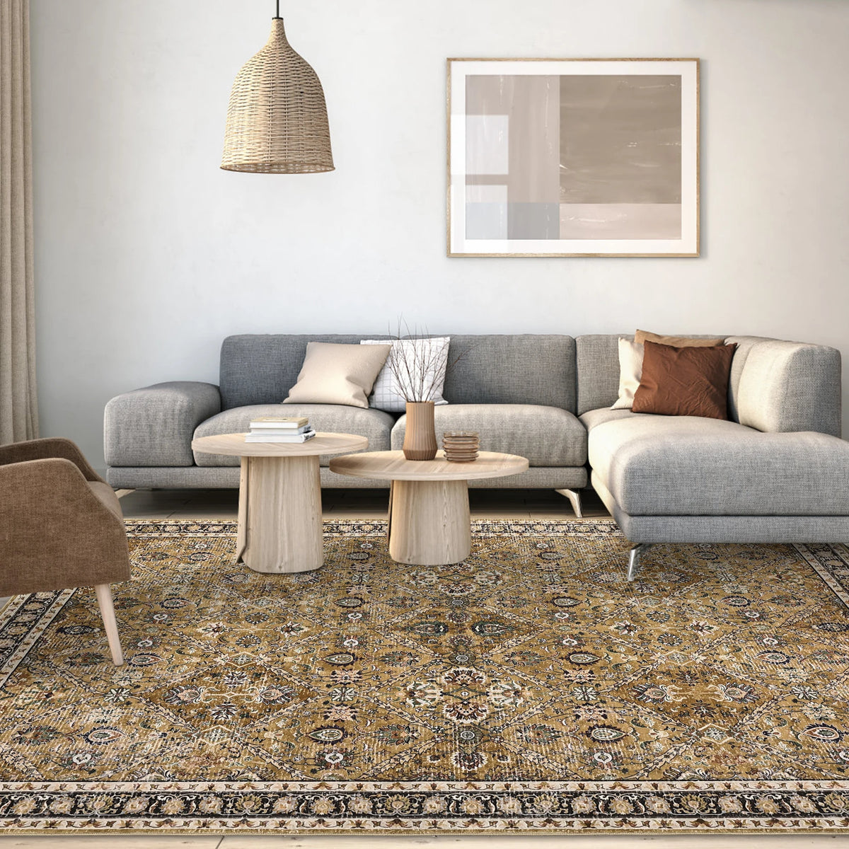 Machine Washable Moroccan Trellis Rug With Non Slip Water Resistance