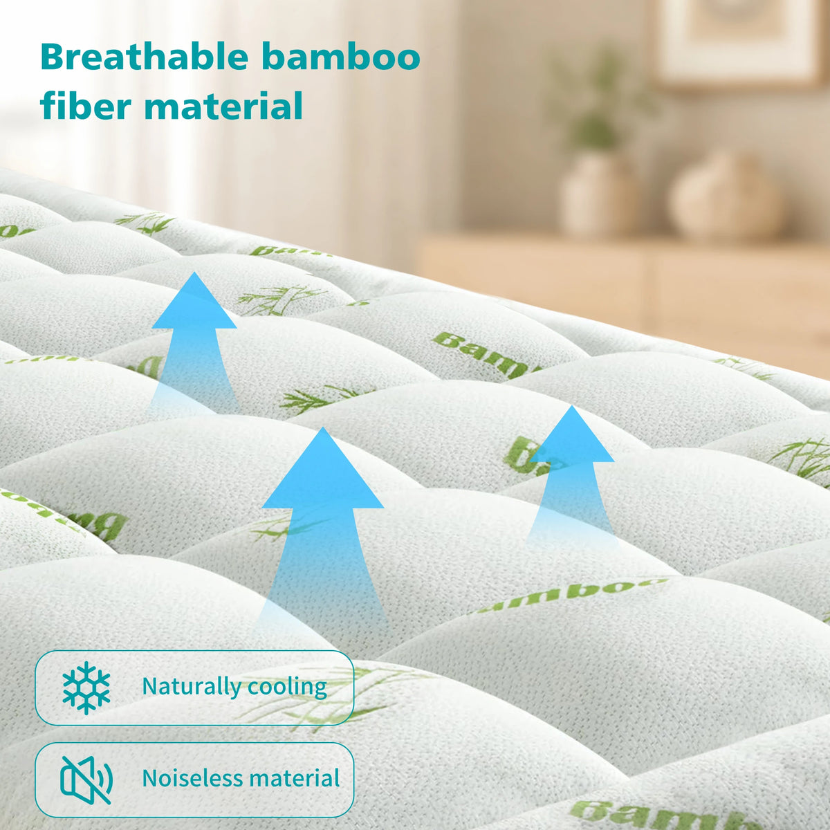 JHK Waterproof Bamboo Viscose Mattress Topper Cooling Deep Pocket