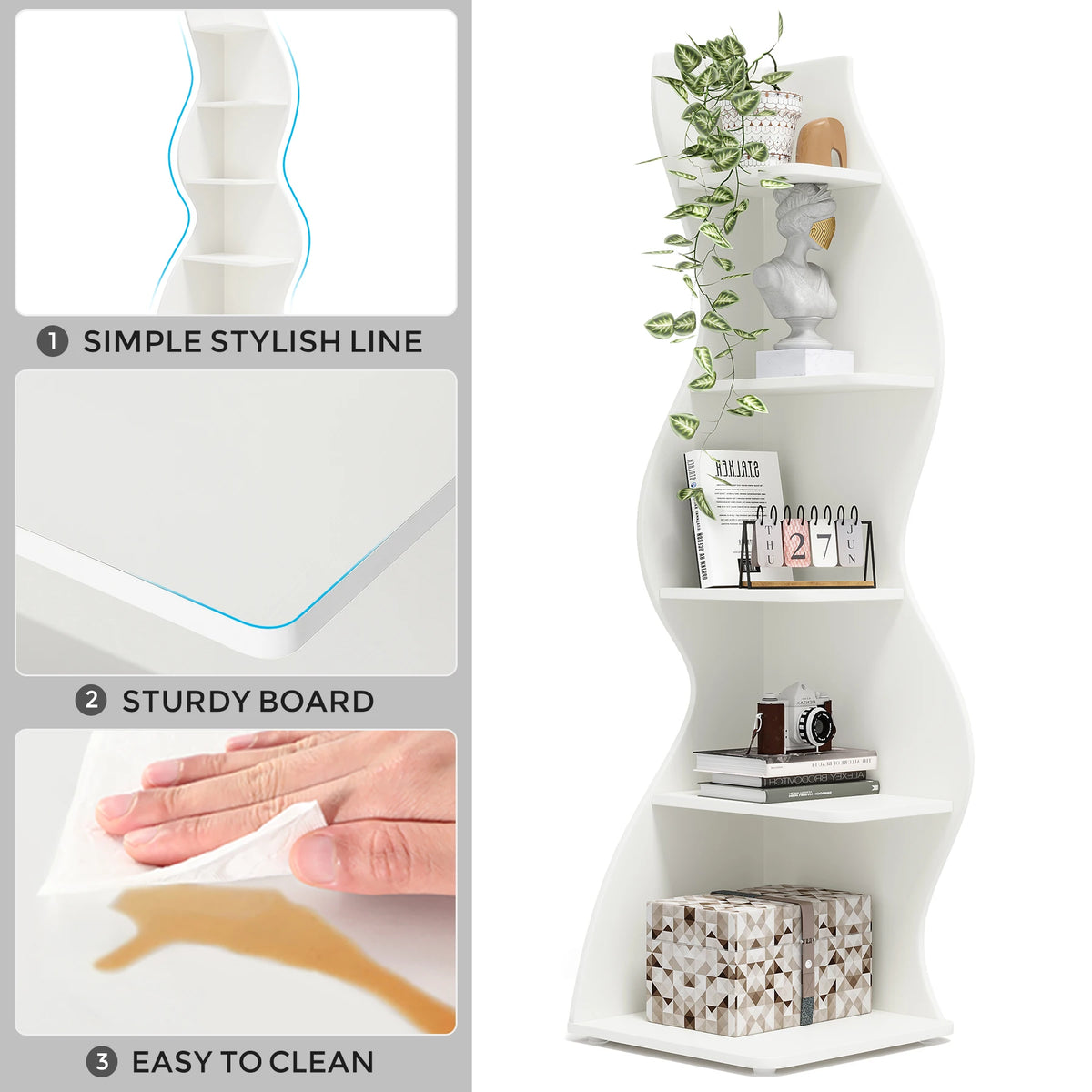 Tribesigns Modern Five Tier Corner Bookshelf Storage and Plant Stand