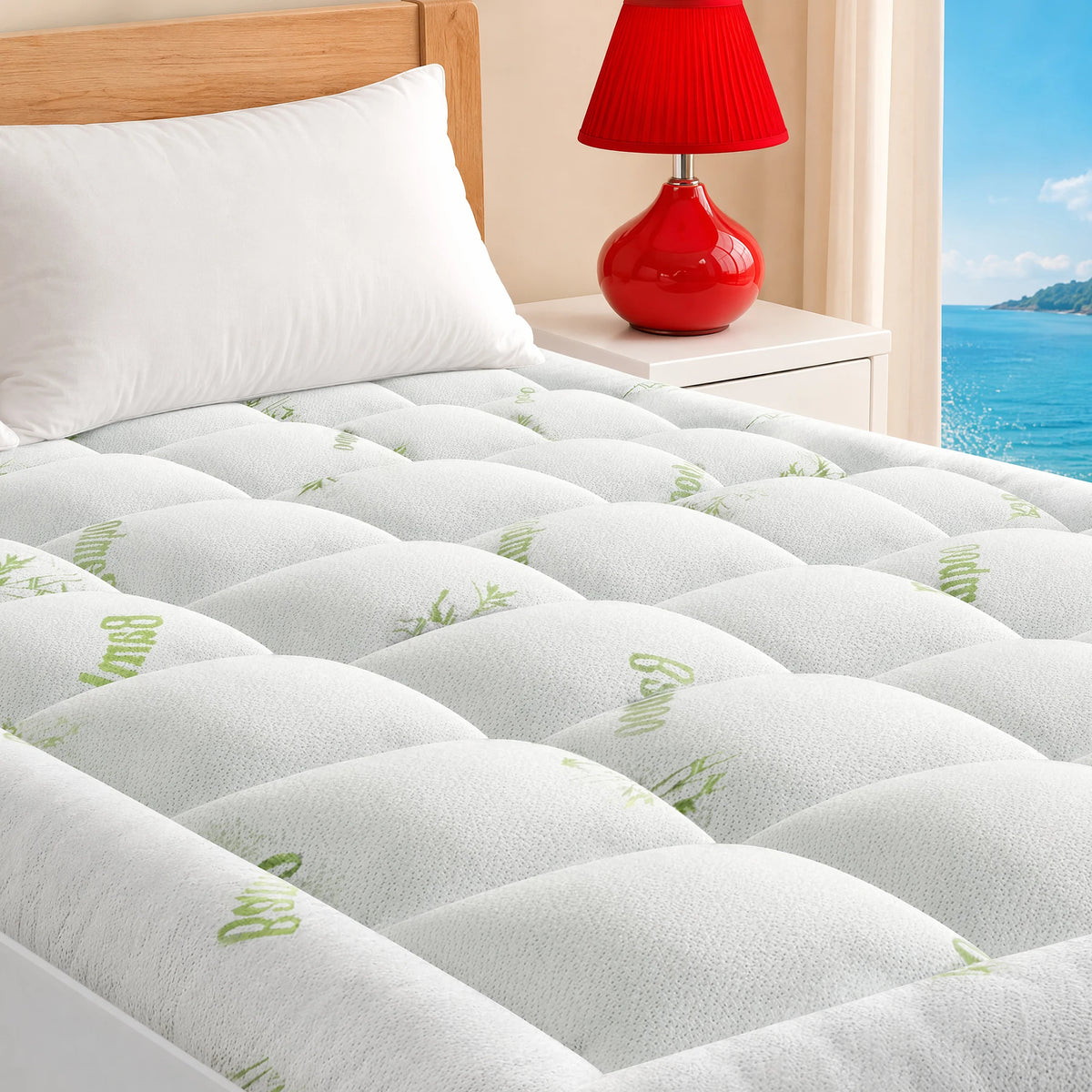 JHK Waterproof Bamboo Viscose Mattress Topper Cooling Deep Pocket