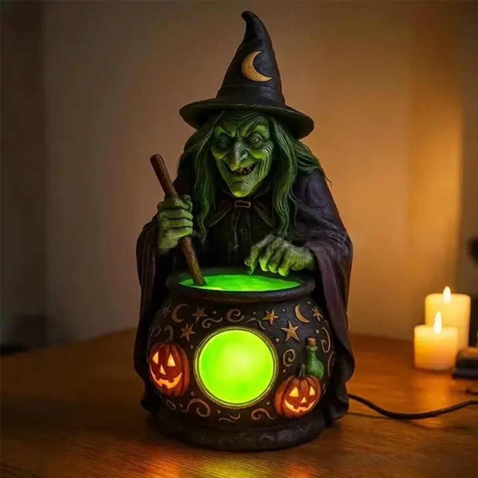 Halloween Witch Ghost 3D Lamp Lantern Decorative Resin Lantern For Festival Spooky Party Decor Halloween Outdoor Indoor Lantern