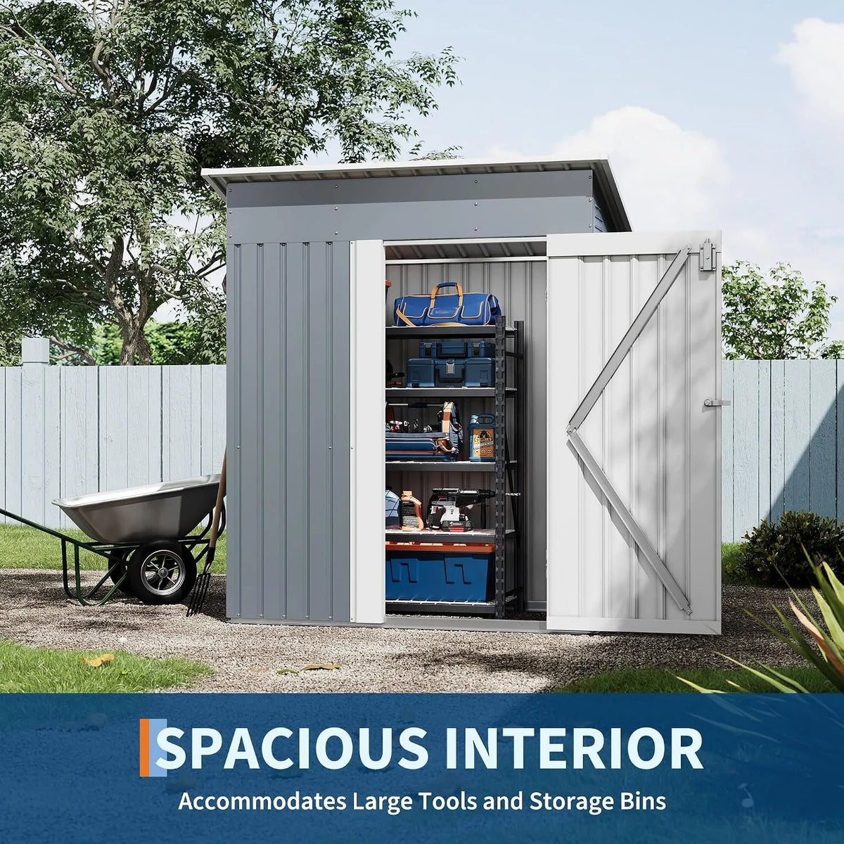 Metal Outdoor Storage Shed for Garden Tools and Patio Equipment