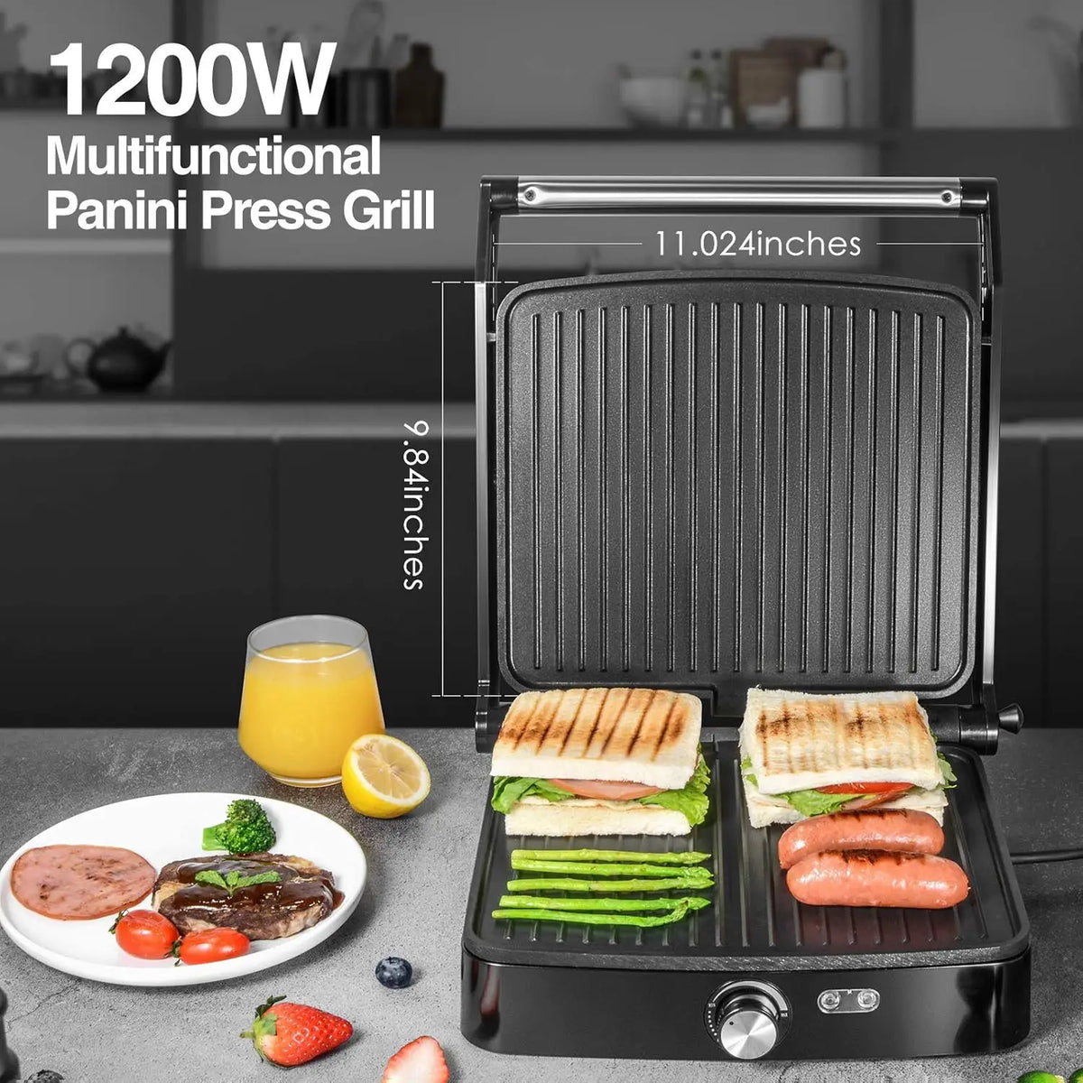 OSTBA Panini Press Grill With Nonstick Sandwich Plates
