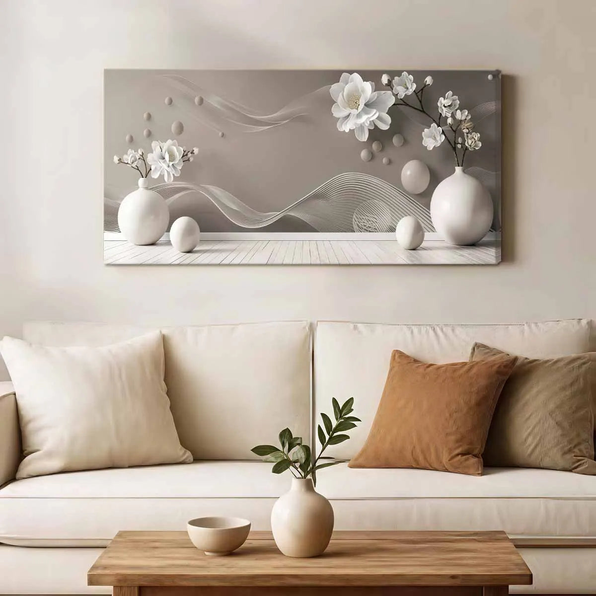 Abstract Magnolia Vase Canvas Wall Art Framed Gallery Wrapped Print