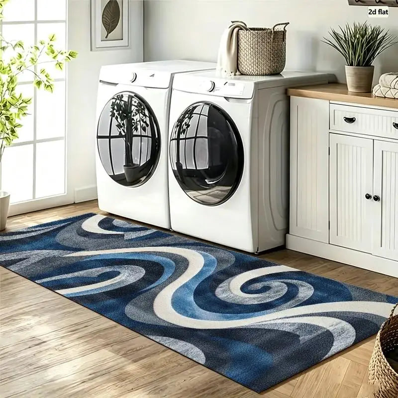 Abstract Wave Swirl Pattern Area Rug for Living Room Flooring