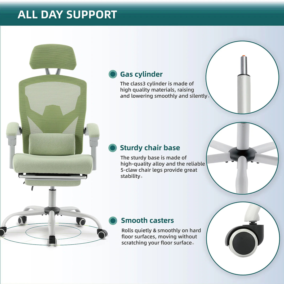 JHK Ergonomic Mesh Reclining Swivel Gaming Chair With Lumbar Support